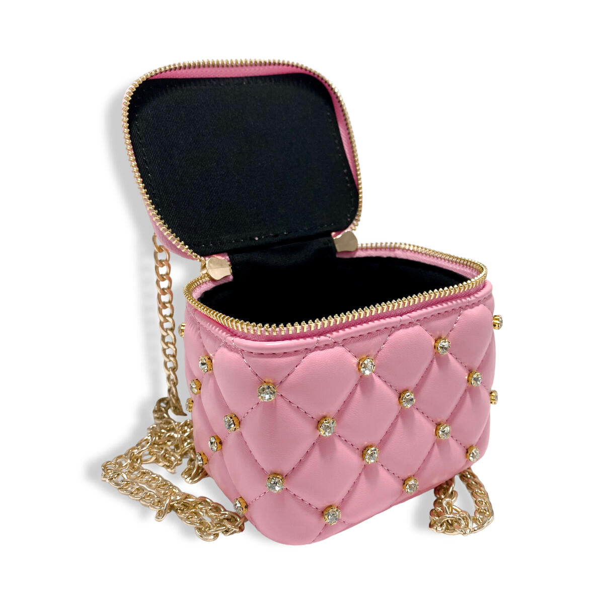 Bolsa Vanity Rosa Con Cristales