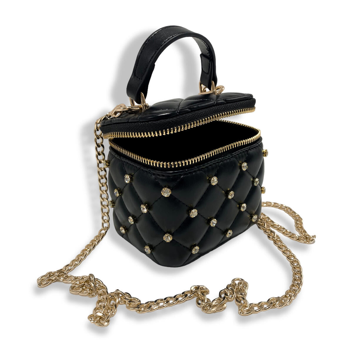 Bolsa Vanity Negra Con Cristales