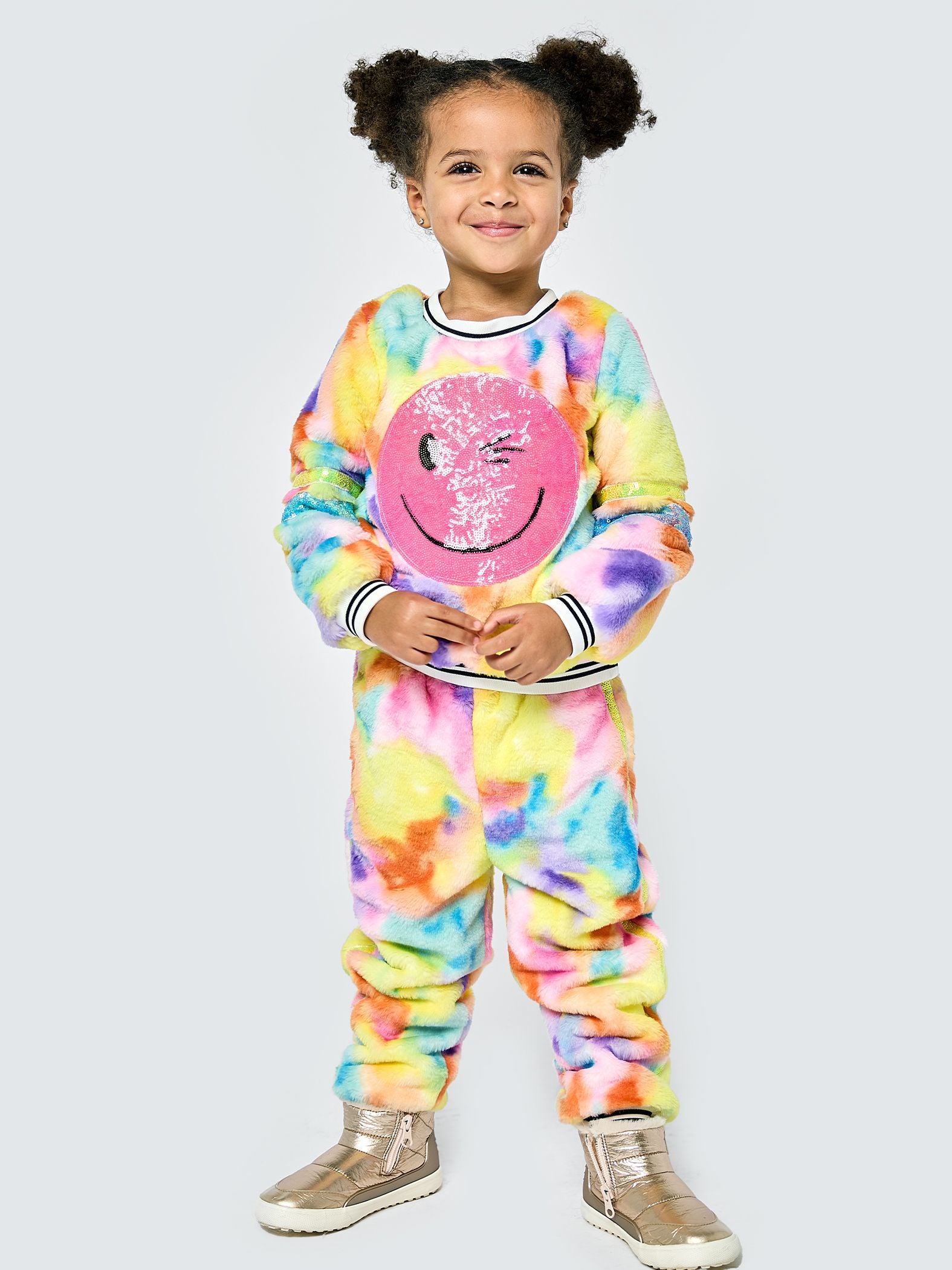 Conjuinto Pants Tie Dye Con Happy Face de Lentejuelas