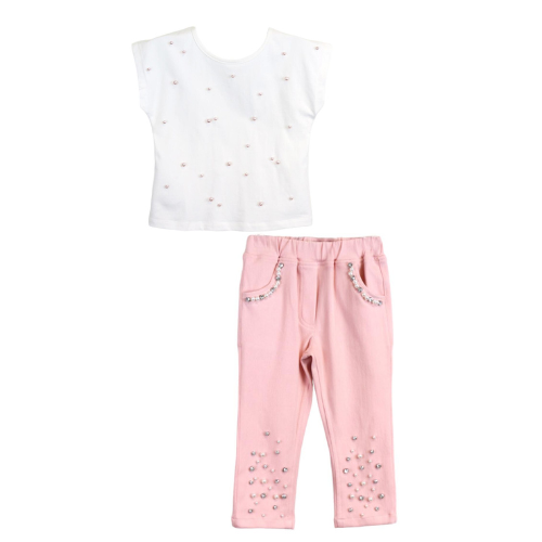 Camiseta blanca de algodón Pima para bebé niña - Top con  volantes y contrastes rosados, Blanco & Rosa : Ropa, Zapatos y Joyería