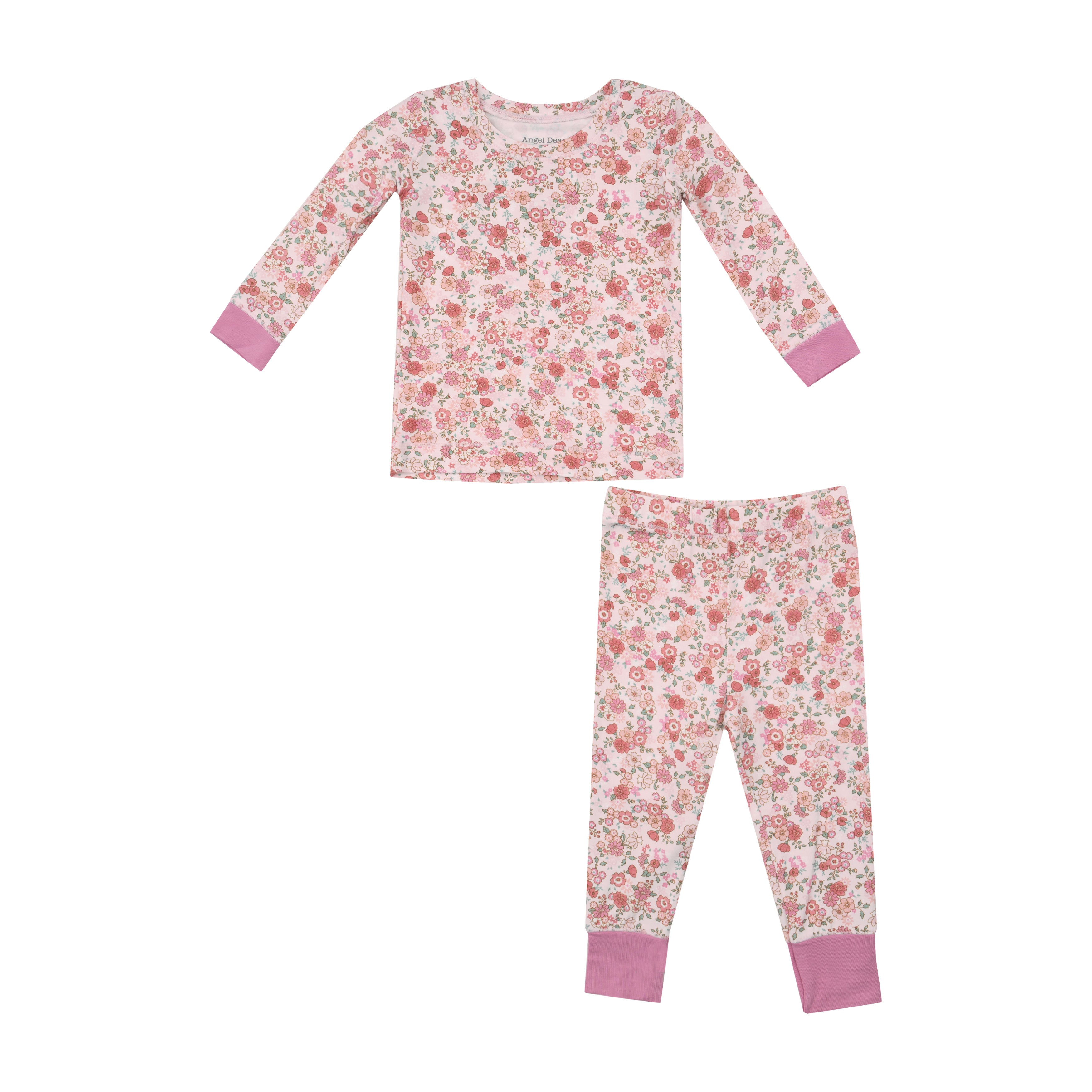 Pijama Manga Larga Rosa Con Floresitas