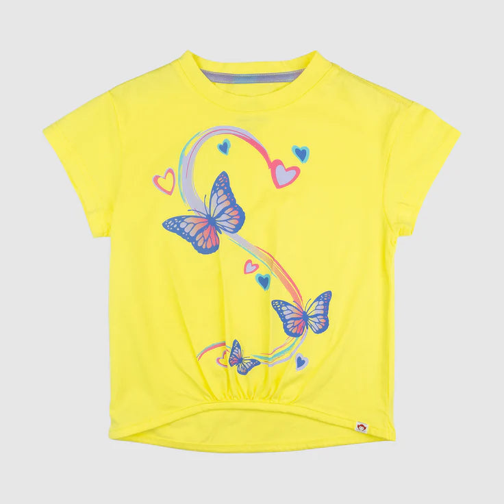 Conjunto Blusa Amarilla de Mariposa y Short de Mezclilla