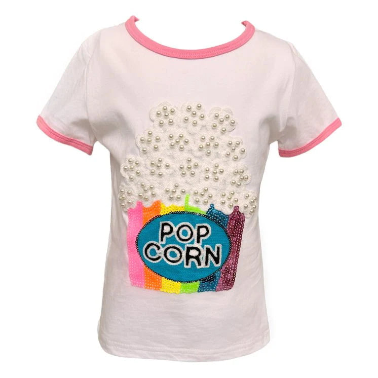 Camiseta Blanca de Popcorn con Perlas